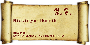 Nicsinger Henrik névjegykártya